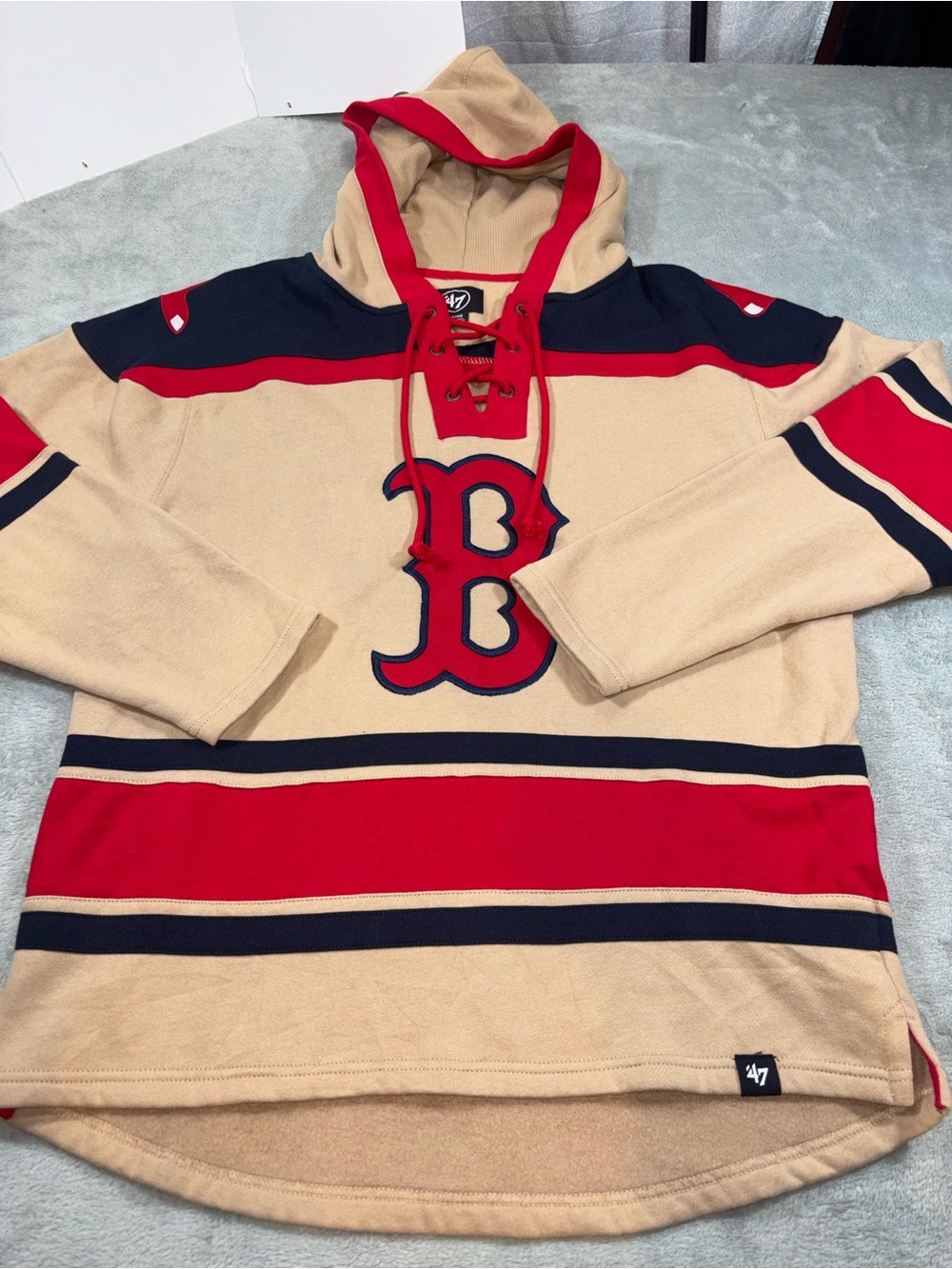 '47 Brand Boston Red Sox Superior Lacer Pullover Hoodie - Cream L